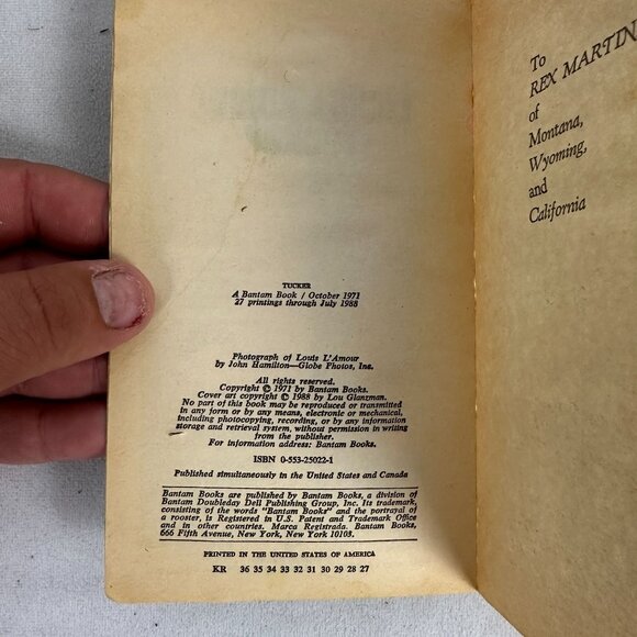Louis LAmour Tucker Paperback Book 1971 First Edition - Picture 3 of 3